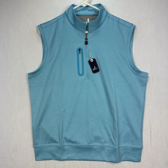 NWT Johnnie-O Denny Performance 1/4 Quarter Zip Golf Vest Blue Mens Medium $138 - Picture 2 of 11